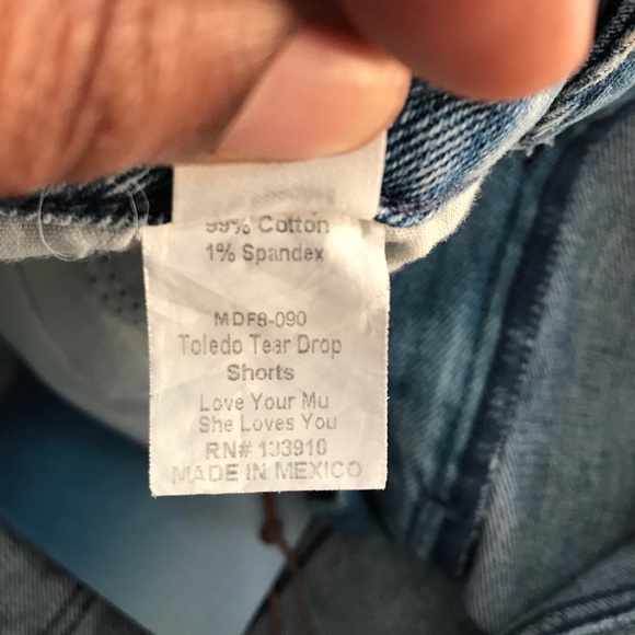 Show Me Your MuMu Toledo Tear Drop Shorts Two Tone Striped Denim Shorts 26 NWT - Picture 8 of 12